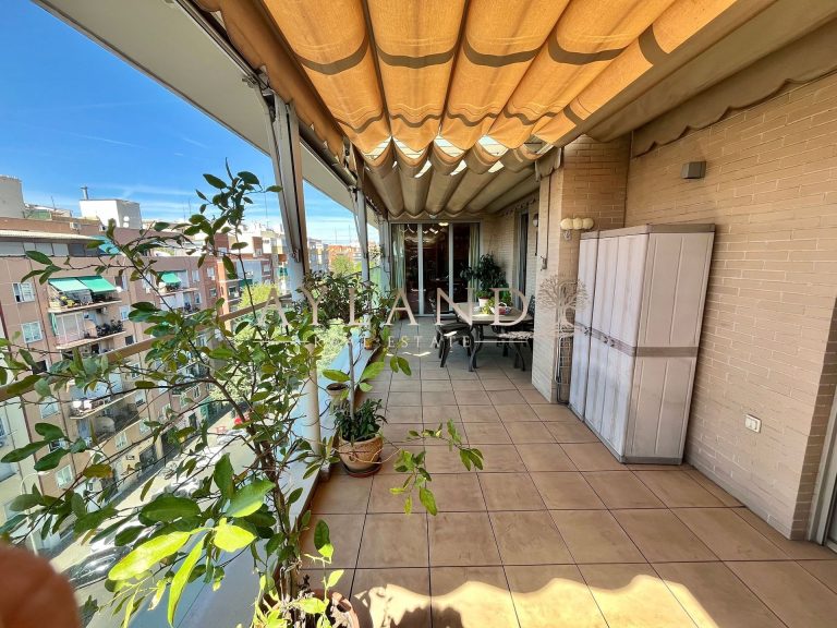 Terraza de 28 metros cuadrados en Embajadores 138 con toldo y plantas